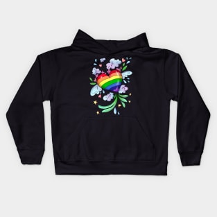 Rainbow Winged Heart Kids Hoodie